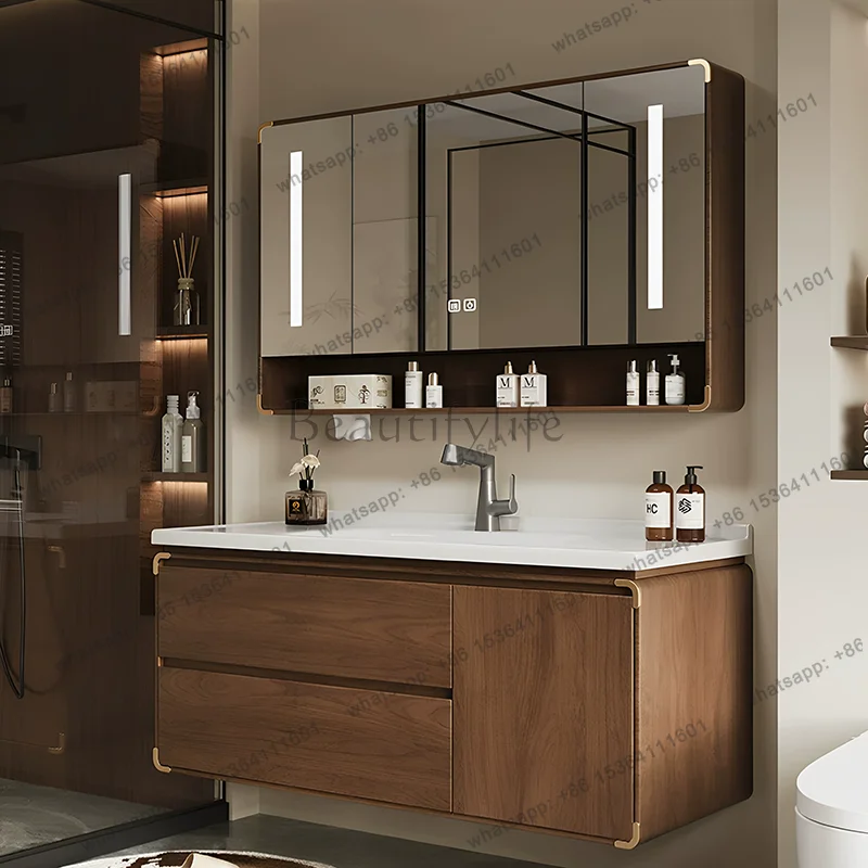 FG Mirror Perfume Bathroom Cabinet Paper Wooden Modern Luxury Space Saver Drawers Cupboard Partitions Gabinete Trendy Furniture