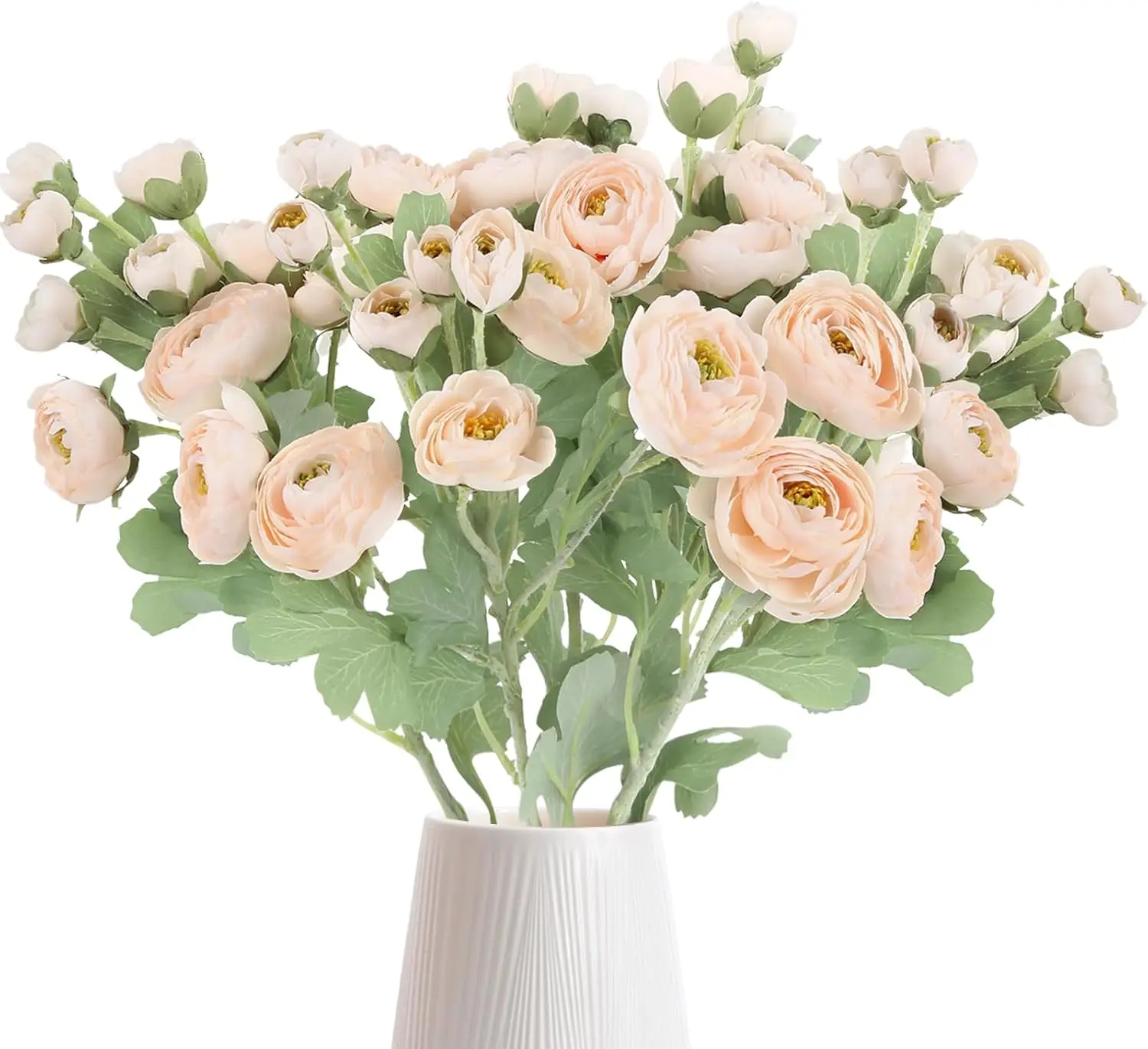 

5pcs Fake Peonies Artificial Ranunculus Flowers 60Heads Champagne Silk Flowers 21.65" Artificial Flowers Bulk for Weddin