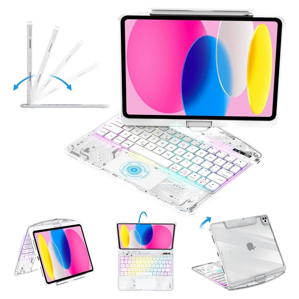 

Backlight Rotate Magic Keyboard Coque for iPad Pro 11 2024 2022 Air 11 4 5 Swivel Trackpad Keyboard Case for iPad 11th A16 2025