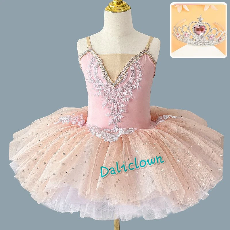 Pink Blue Professional Ballet Tutu Girls Swan Lake Ballerina Pancake Tutu Princess Party Ballet Dress Kids Dance Costume Tutu