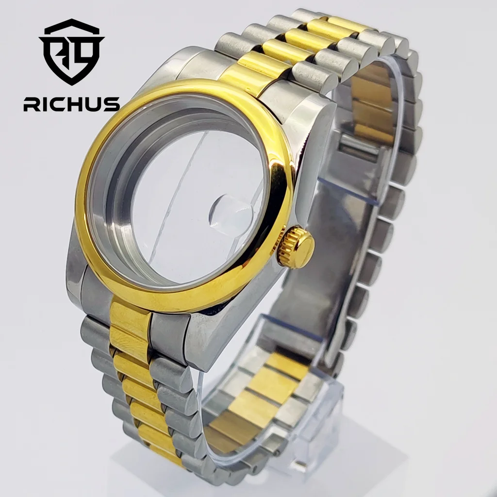 

RICHUS 36/39 мм серебристый золотой корпус для часов 10ATM подходит для NH34 NH35 NH36 Miyota8215-DG ETA2824 PT5000 аксессуары для часов с механизмом