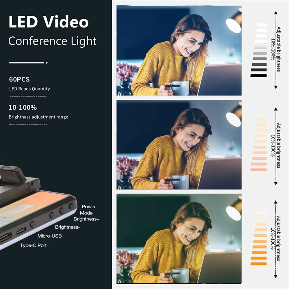 Klips do lampy wypełniającej LED Mini lampa wideo z solidnym uchwytem do fotografii / telefonu komórkowego / laptopa / statywu Oświetlenie fotograficzne