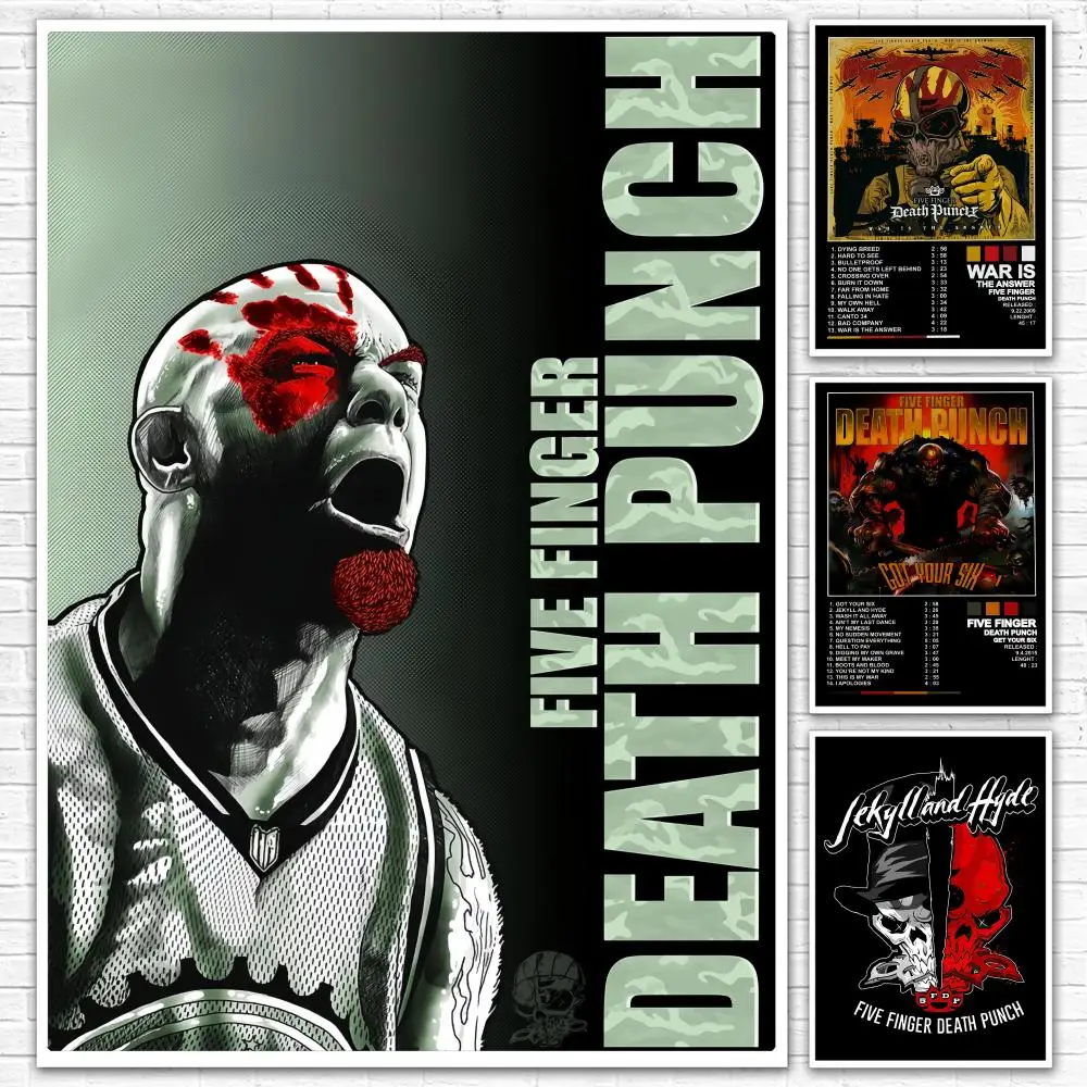 Metal Band F-Five Finger Death Punch Poster All-match HD Waterproof Self-Adhesive Wall Art Sticker For Home Bedroom