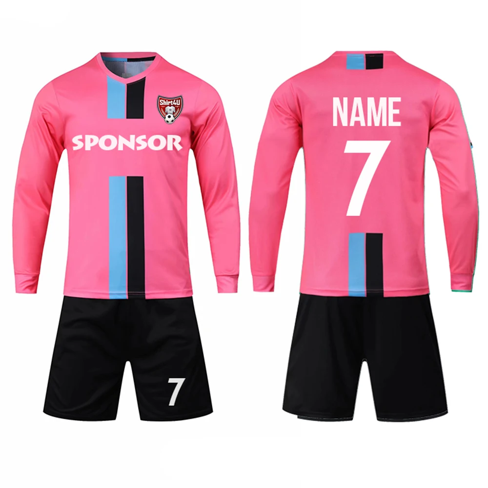 Long Sleeve T-shirts Shorts Soccer Jersey Suit for Men Personalized Custom Football Uniform Male Breathable Sports Clothing 2023