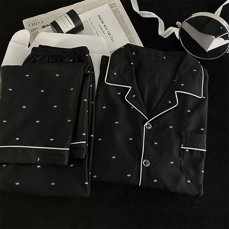 DAIMELU الراقية منامة الرجال الربيع ملابس خاصة الخريف بأكمام طويلة الذكور نقطة سحابة القطن الشباب ملابس فضفاضة يمكن الخروج دعوى