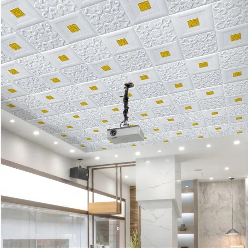 70cmx1m Classic Modern Home Decoration PVC  3D Waterproof Wall Stickers Living Room Self-adhesive Wallpaper Foam Ceiling