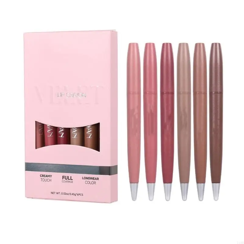 6pcs Lip Liners Gładka tekstura bez zanikającego kubka połysku do pełnych ust t4mb