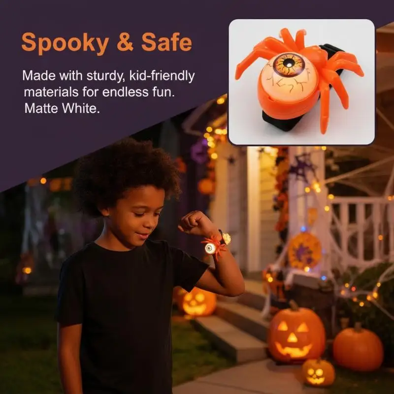 Halloween Glowing Spider Wristbands With Flashing Eyeball Design Perfect For Halloween Parties Trick Or Treat Kids Party Favors