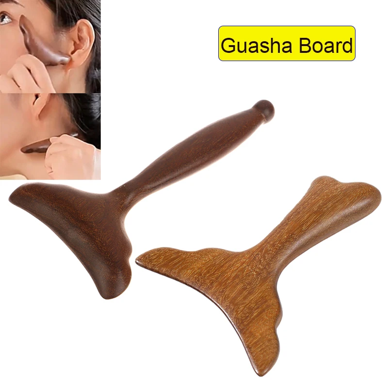 

1Pcs Sandalwood Fish Tail Facial Guasha Board Massage Meridian Blood Dredging Regimen Multifunctional Body Beautify Care Tool