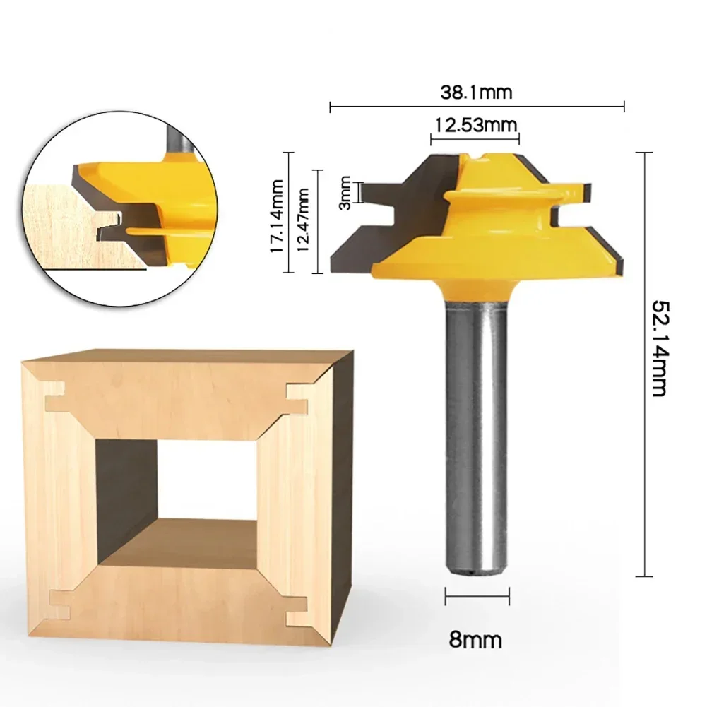 لقمة راوتر قفل لأعمال النجارة ، طحن للأدوات الخشبية ، 45 درجة ، 6 ° ، 8000 ، 8 القاطع ، 12 ~ ،! ، 1