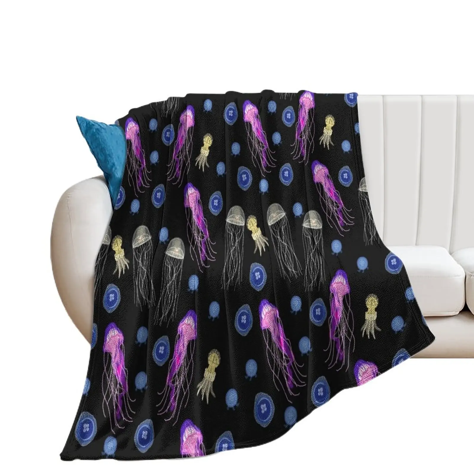 Bioluminescent Jellyfish Sea Throw Blanket Flannel Polar christmas gifts Kid'S Blankets