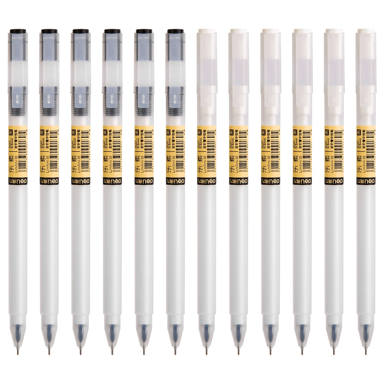 ديلي 12 قطعة قلم جل بسيط 0.5 مللي متر طرف إبرة سوداء قلم حبر جل للكتابة السلسة للطلاب الذين يكتبون القرطاسية المدرسية