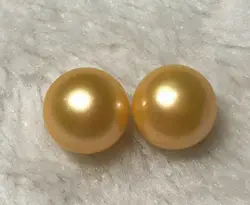 Gorgeous AAAA++++ Huge 9-10mm 10-11mm 11-12mm 12-13mm Round South Sea Golden pearl arring 14Kp Yellow Gold