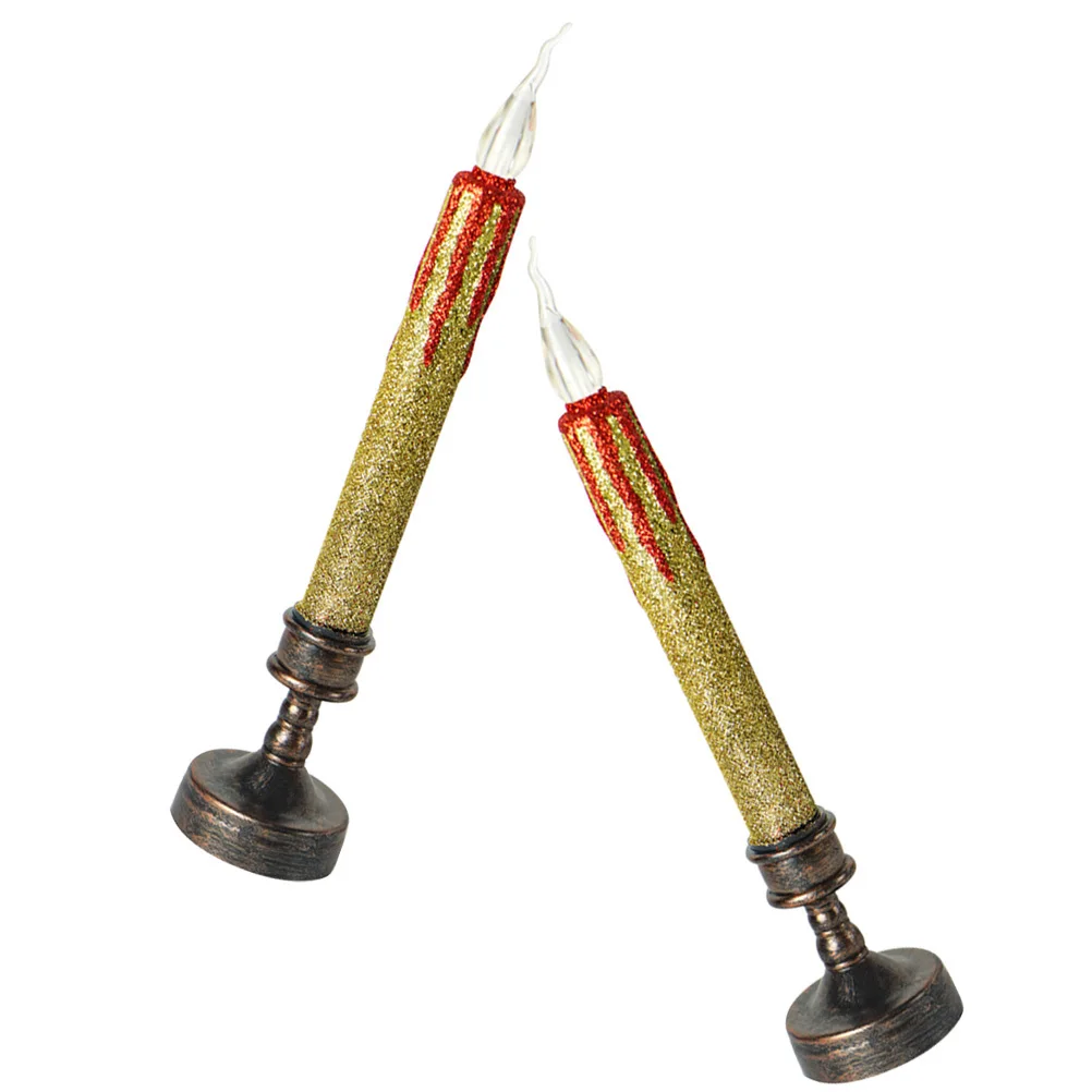 

2Pcs Xmas Themed Light LED Electric Flameless Desktop Lamp Christmas Decor Operated Safe Simulation Flame