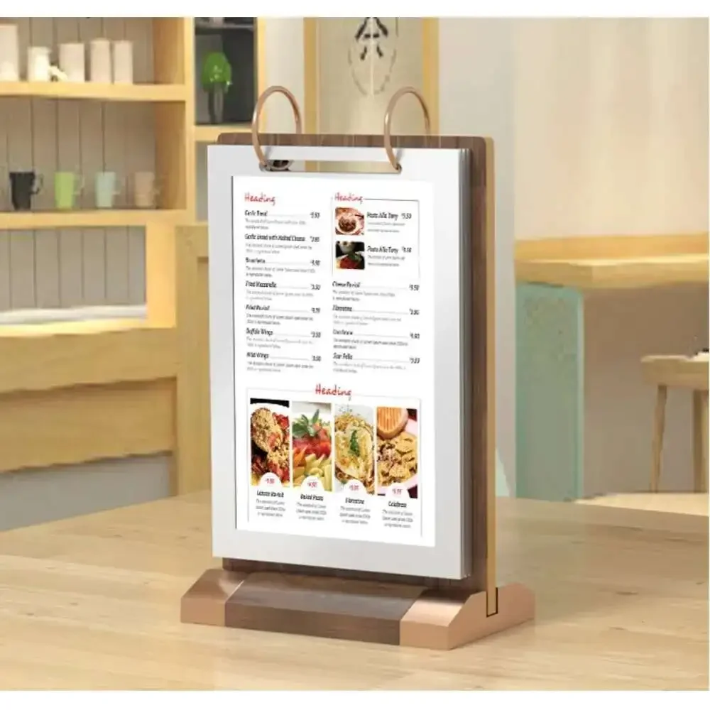 A4 Page Turning Table Menu Sign Holders Card Display Stand For School Hotel Office Store Restaurant Poster Paper Label Frame