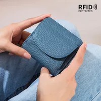 Genuine Leather RFID ID Credit Bank Business Card Holder Cowhide Coin Purse Bags Luxury Clutch Slim Pocket Wallets For Women - Image 3