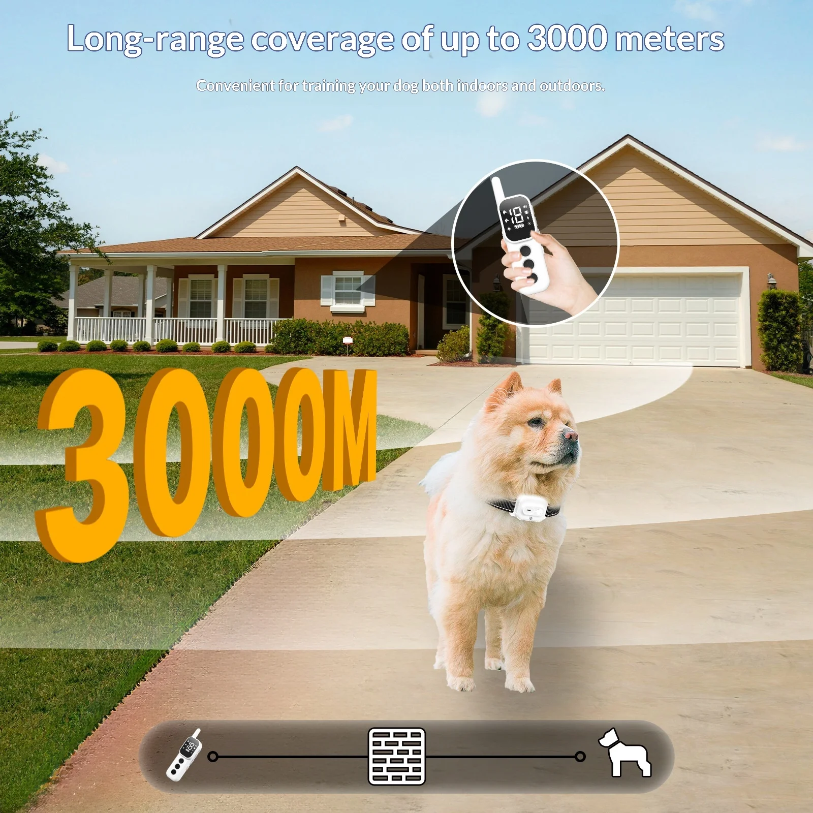 

Rechargeable Remote Dog Training Collar with Electric Shock & Vibration, Anti-Bark E-Collar, IPX7 Waterproof Pet Trainer