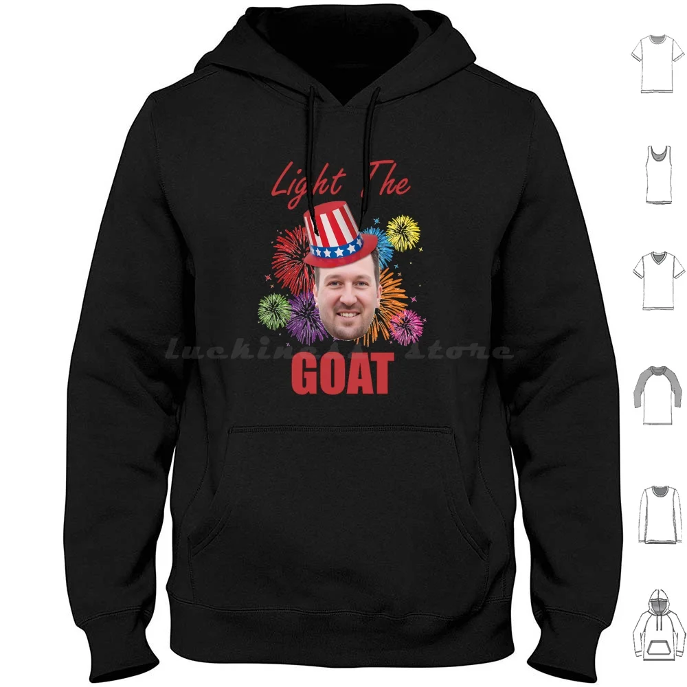 Light The Goat Sudadera con capucha de algodón de manga larga Meme divertido va duro que va duro América fuegos artificiales 4 de julio celebrar el tío Sam