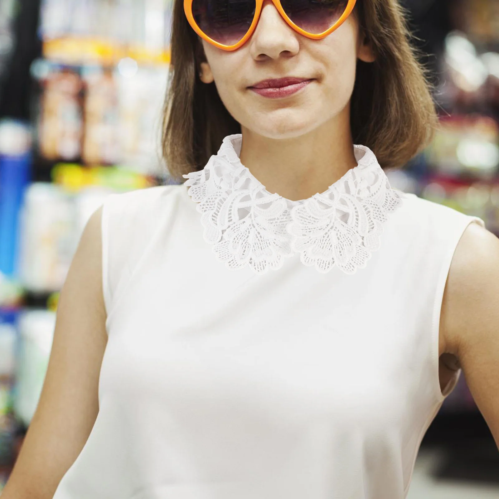 

Fake Lace Collar Detachable Blouse Shirt Collar For Women Fashion Business Suit Accessory Lightweight Breathable Easy Clean