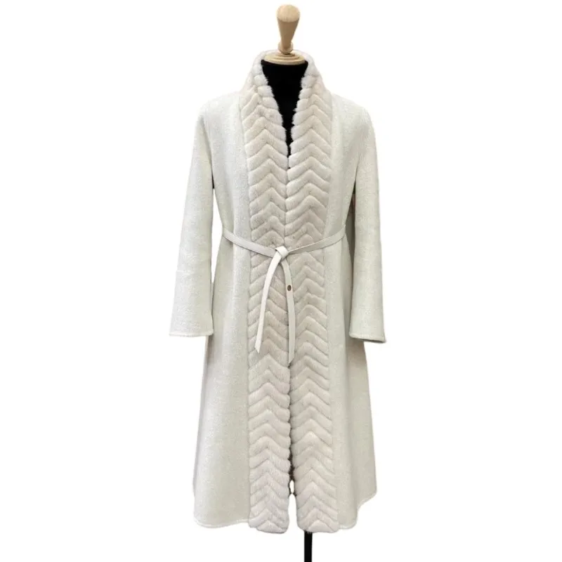 Imported Danish velvet-grade mink 98% cashmere coat medium long coat capotto invernale donna futro naturalne mantel femme