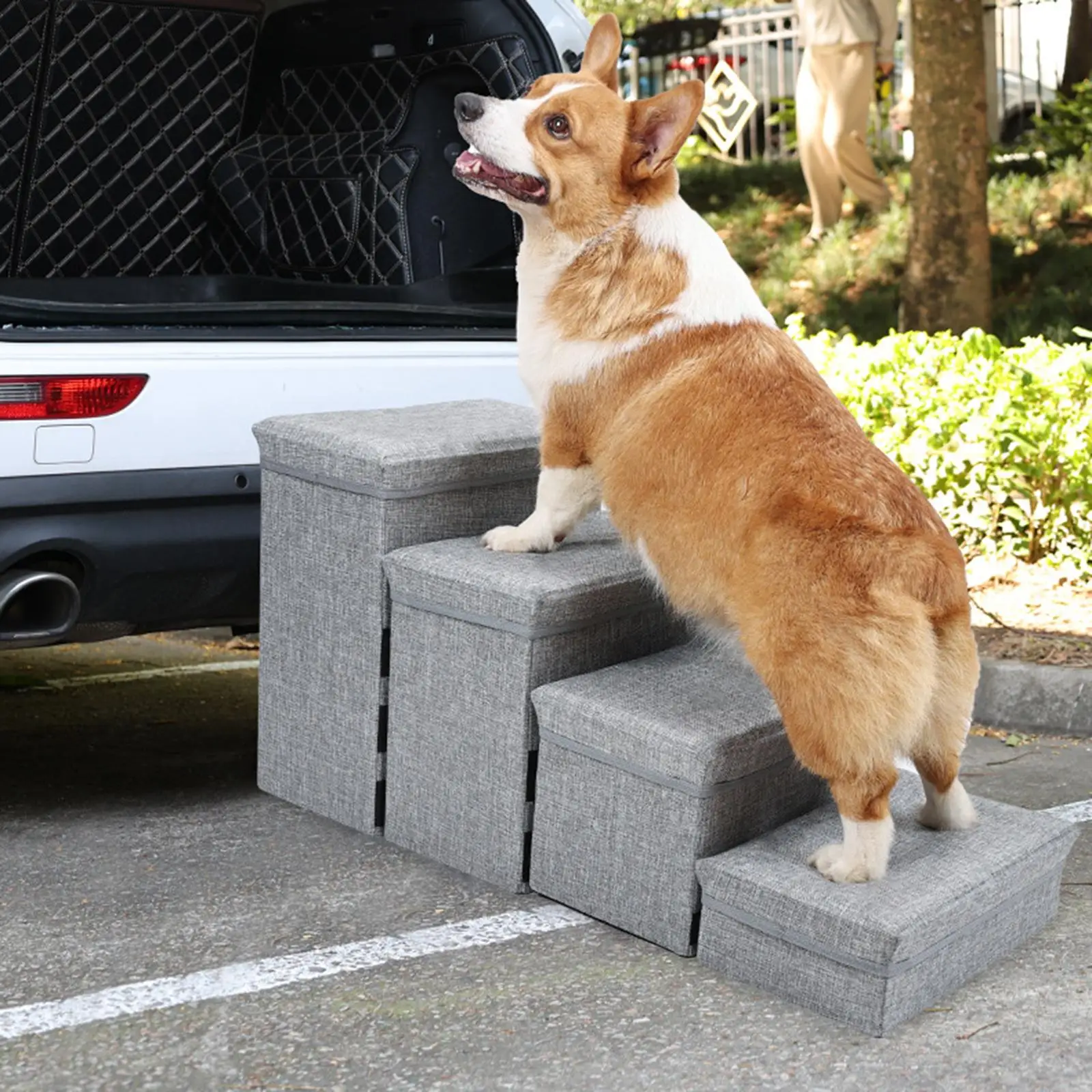 Dog Stairs 4 Steps Pet Ladder Portable Non-slip Ramps for Small Medium Dog Cat Indoor Outdoor Climbing Accessories