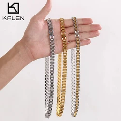Classic Stainless Steel Watch Chain Necklace for Women Men 10MM Simple Thick Gold Color Neckalce Trendy Jewelry Gift Wholesale