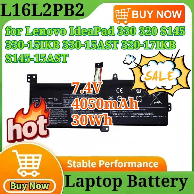 

Аккумулятор L16L2PB2 7.4V 4050mAh 30Wh L16M2PB2 L16C2PB2 L17L2PF1 для Lenovo IdeaPad 330 320 S145 330-15IKB 330-15AST 320-17IKB S145-15AST