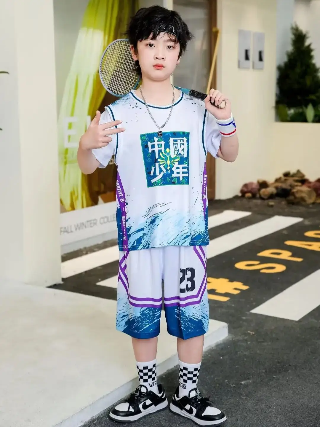 Children's clothing suitB11 boys  girls  Basketball Jerseys Fake two-piece uniform kit primary school training