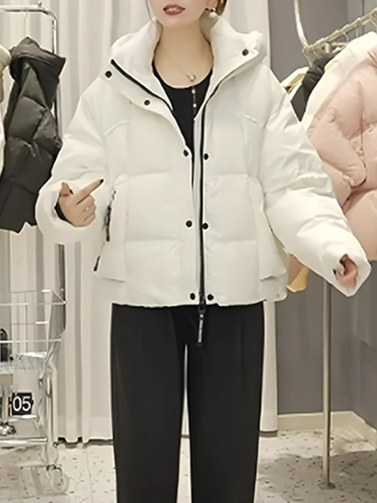 

Модная однотонная хлопковая куртка с вставками для женщин, зимняя верхняя одежда для повседневной носки, приталенное модное пальто в корейском стиле