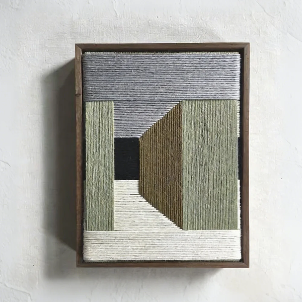 tt& Neutral Toned 3D Optical Illusion Decor Geometric Woven Wall Art for Modern Interiors~*