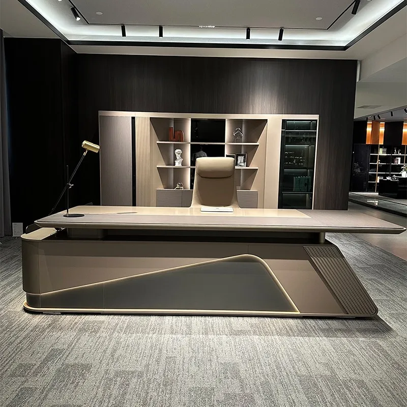 

Executive Office Boss Wooden Luxury Modern L-Shaped Workstation Desk Office Furniture Table Set