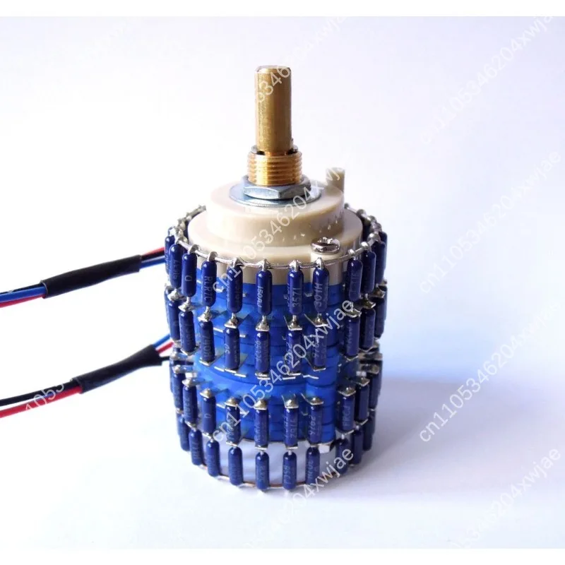 Full Blue Copper Shaft 24 Gear Stereo Dual Channel Potentiometer HiFi Audio Volume Attenuator For DIY Amplifier Modification