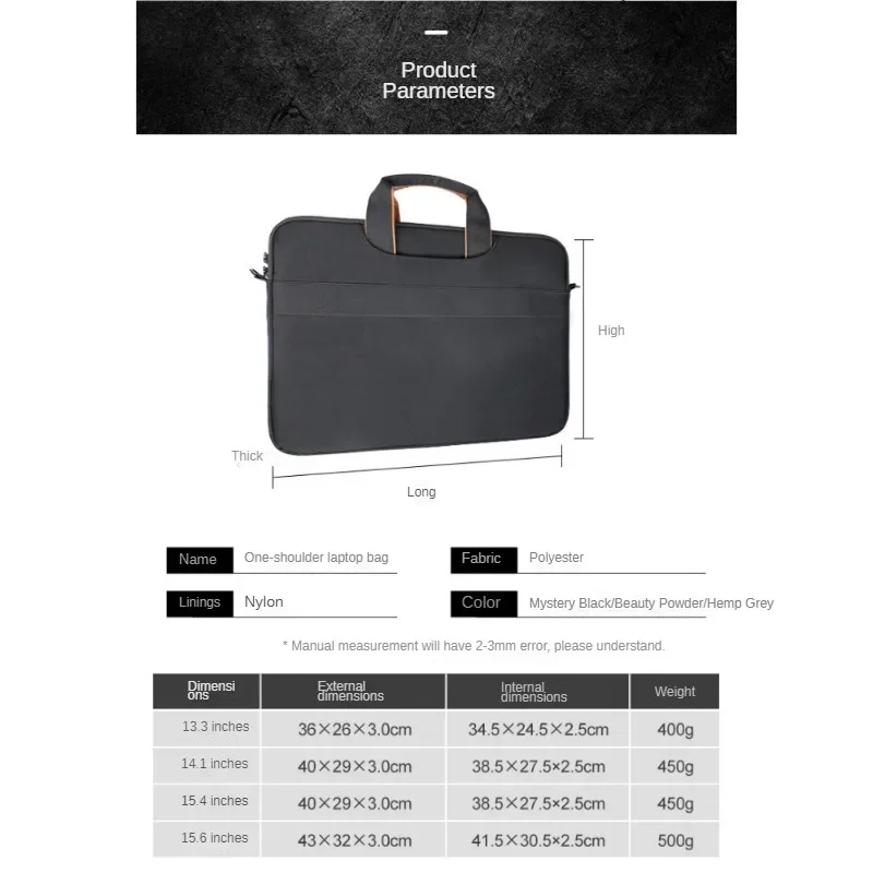 Laptop Bag with Large Capacity, Shock-Resistant, Wear-Resistant, Simple Business Briefcase, Shoulder Bag