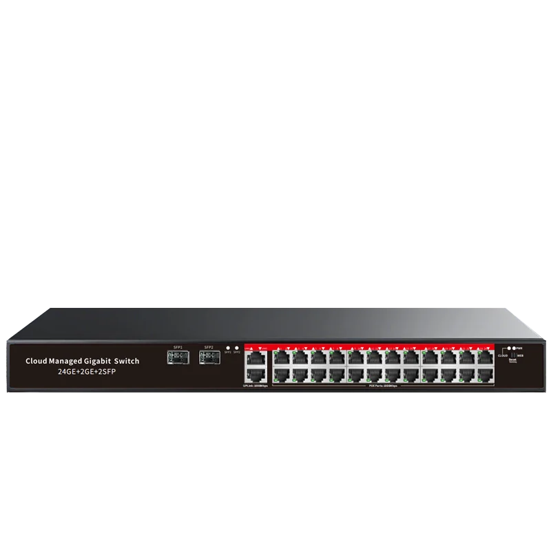 1U 19-inch Rack Cloud Managed Switch 26 Ports 10/100/1000Mbps RJ45 Port with 2 SFP Port L2 Management Network Switch