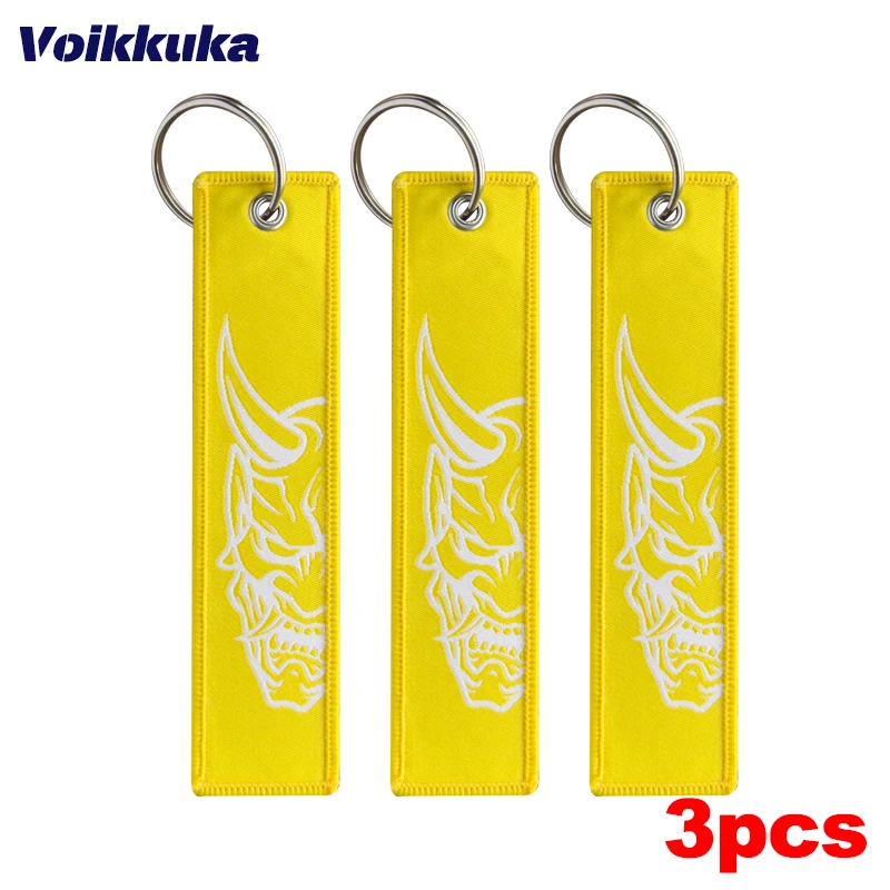 Oni Mask Embroidery Patterns Keychain Set