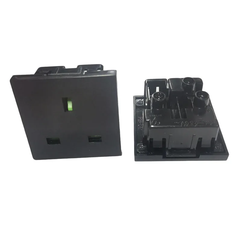 Black 13A 250V European Desktop Module British HK Singapore AC Power Socket UK Type BS 1363 Panel Mount Power Receptacle