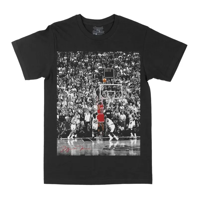 pluok seap Michael Jordan Signature Moment Graphic Tee Classic Crew-Neck Short-Sleeve Jet Black Premium Cotton Blend Unisex Casual Regular Fit Men's Basketball Shirt