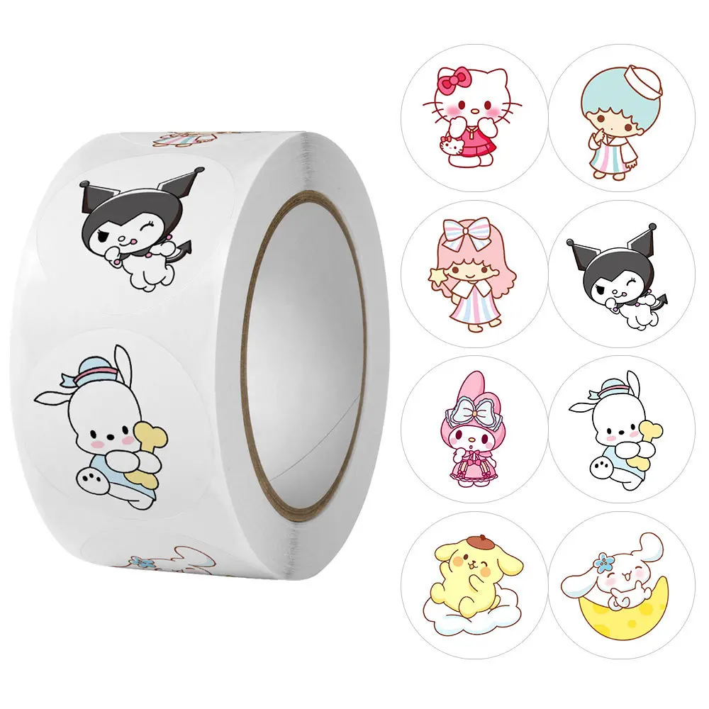 

500Pcs/Bag Sanrio Kuromi Cinnamoroll Melody Hello Kitty Pachacco Cartoon Packaging Sealing Stickers