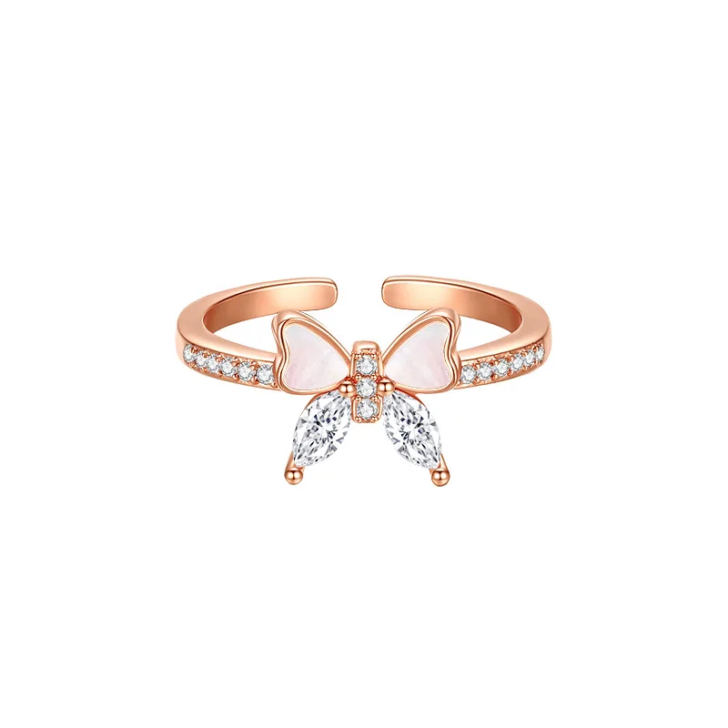 925 Sterling Silver Jewelry 18K Gold Plated Crystal Butterfly Finger Rings for Women Wedding Party Jewelry For Girls Friend Gift