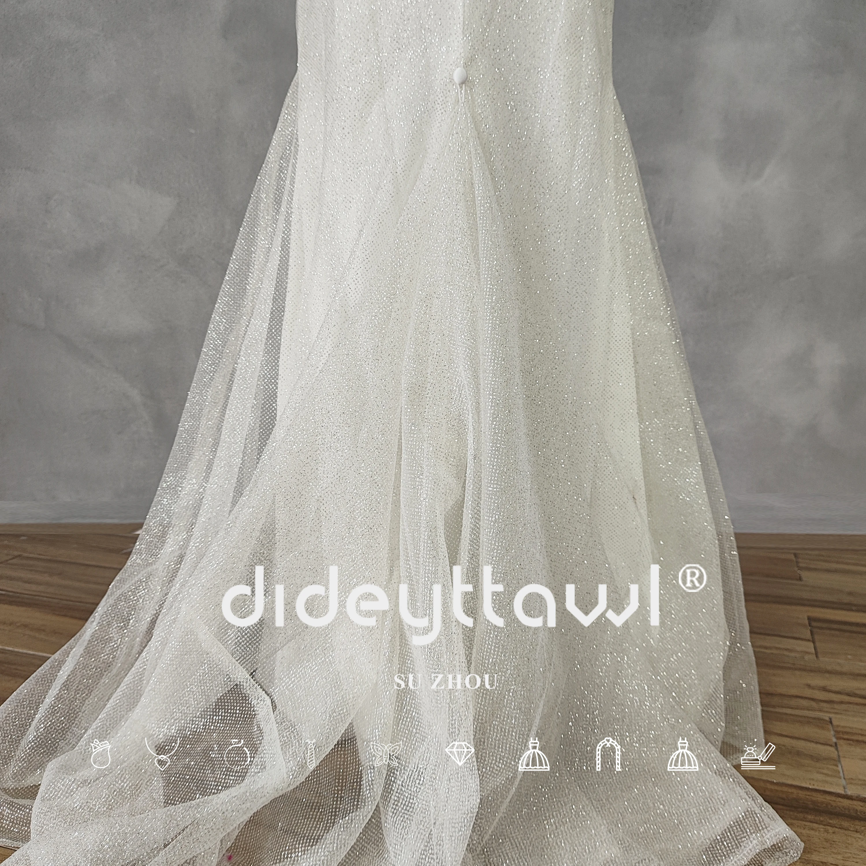 DIDEYTTAWL-Off-ombro brilhante Tulle Sereia Vestido de Noiva, Real Picture, Cut Out, Ruched Zipper, Open Back, Tribunal Trem, vestido de noiva