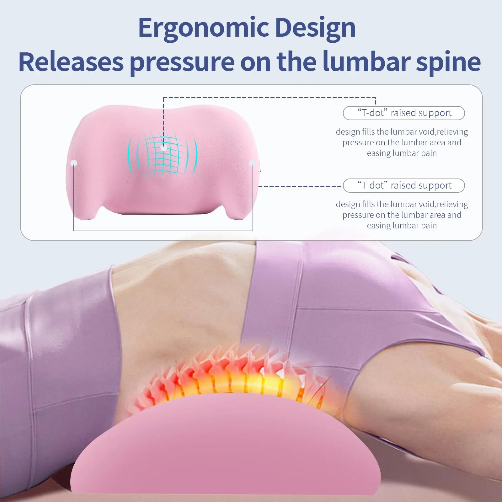 Memory Foam lumbar cushion Ergonomic Office Waist Pillow Car cushion protect lumbar Pain Relief Back Pads for Chair Car Bed