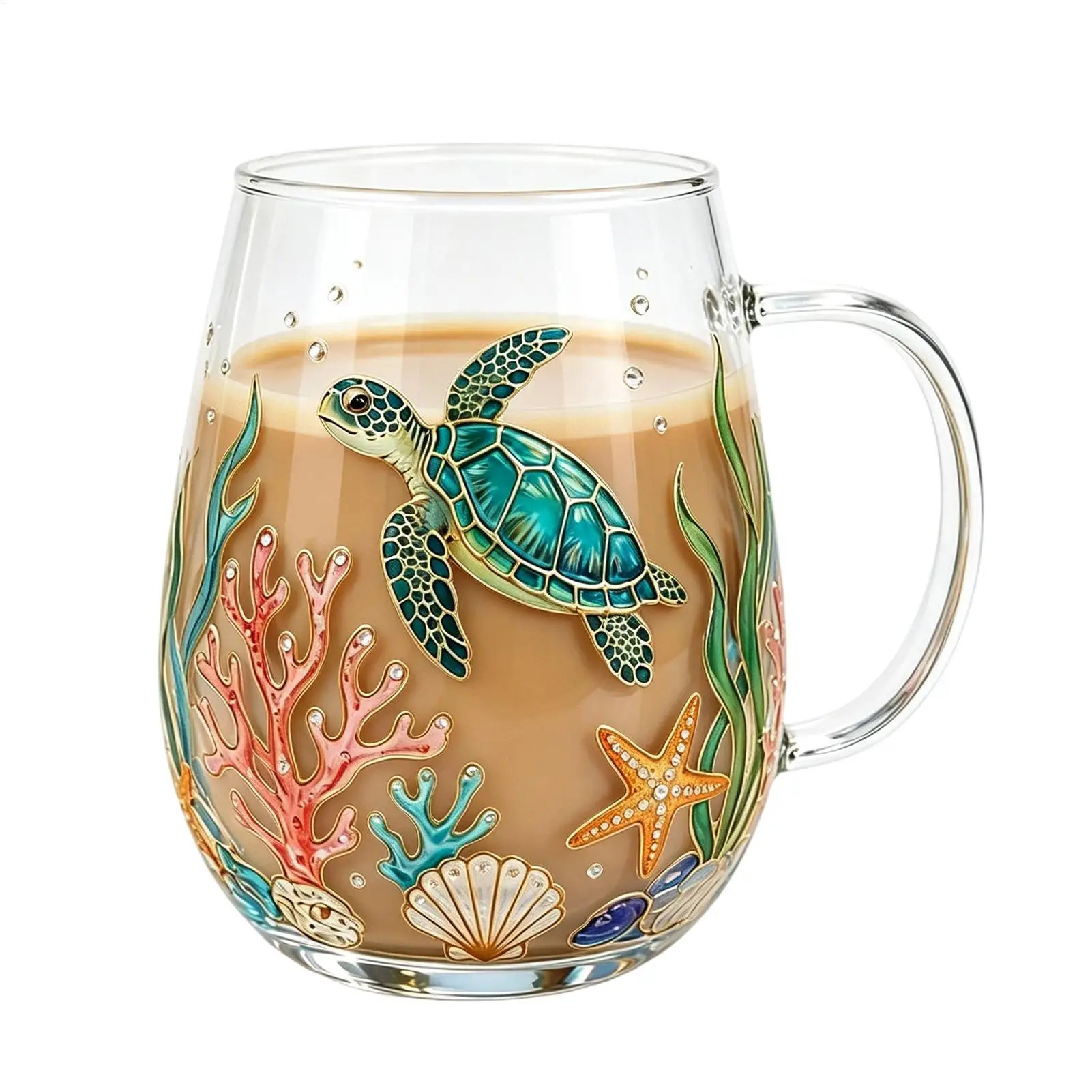 Pretty Coffee Mugs Vintage Hummingbird Wildflower Bee Glassware Floral Boho Glass Tea Cup For Iced Coffee Cocktail Home Dining