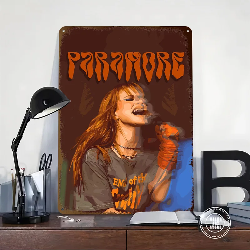 Paramore Concert Art Personalized 3D Textured Metal Poster Wall Art Vintage Tin Signs for Room Decorations Man Cave Wand Deko