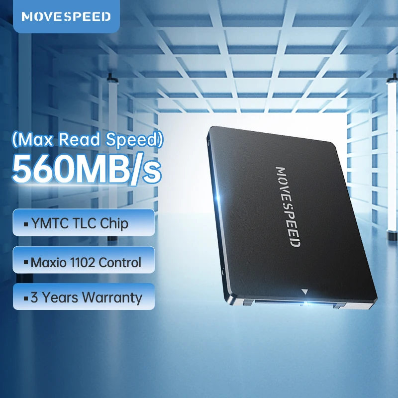 MOVESPEED 내장 솔리드 스테이트 드라이브, 데스크탑 노트북 PC용, SATA 3.0 SSD, SATA III TLC 칩, 2.5 인치 SSD 드라이브, 560 MB/s 