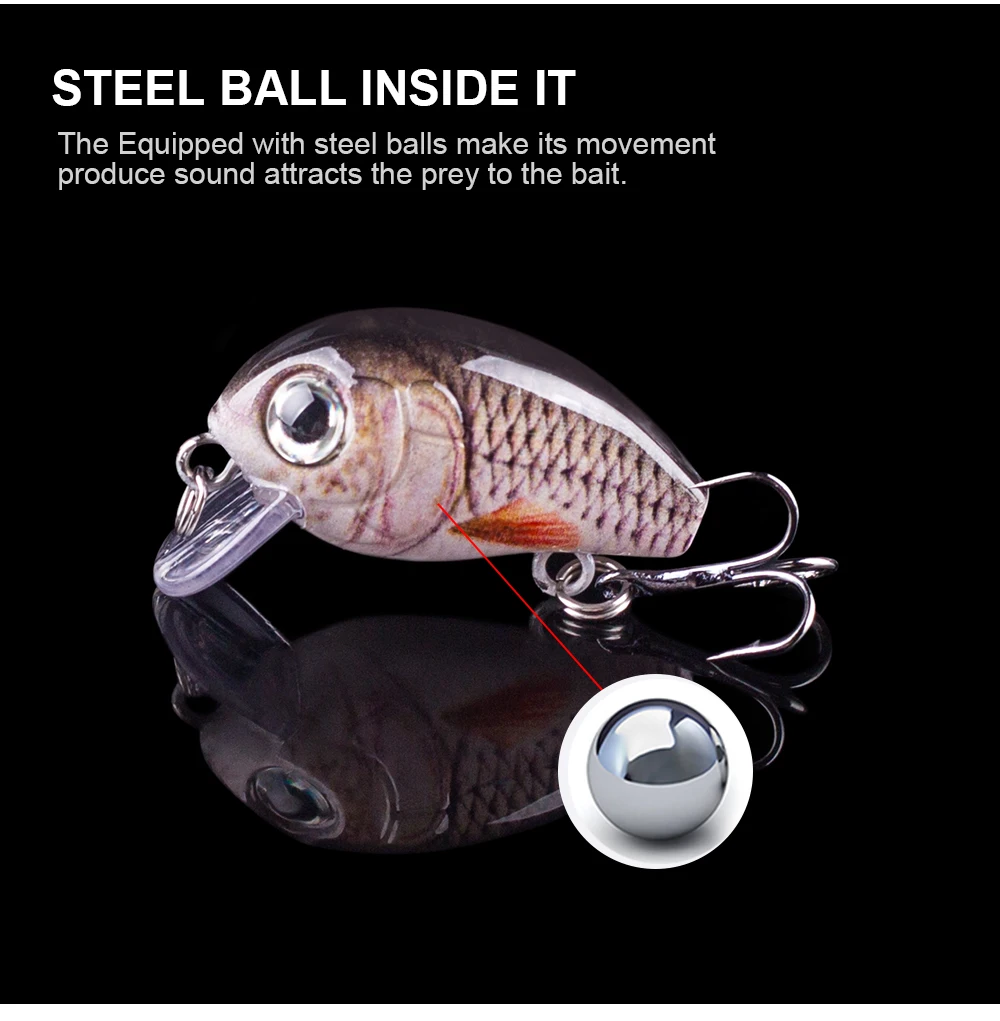 Hanlin 5 Stück/Set 2,8 cm 2 g Mini-Wobbler, langsam sinkender Crankbait-Angelköder, künstlicher Köder, Hartplastik-Wobbler für Barsch-Angelausrüstung – Detail 6
