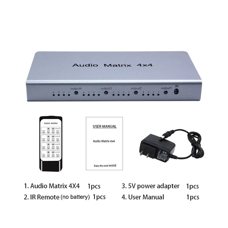 Conmutador de matriz de Audio 4x4, divisor SPDIF /TOSLINK, convertidor de Audio óptico Digital 4x4, Selector de matriz verdadera 4 In a 4 Out