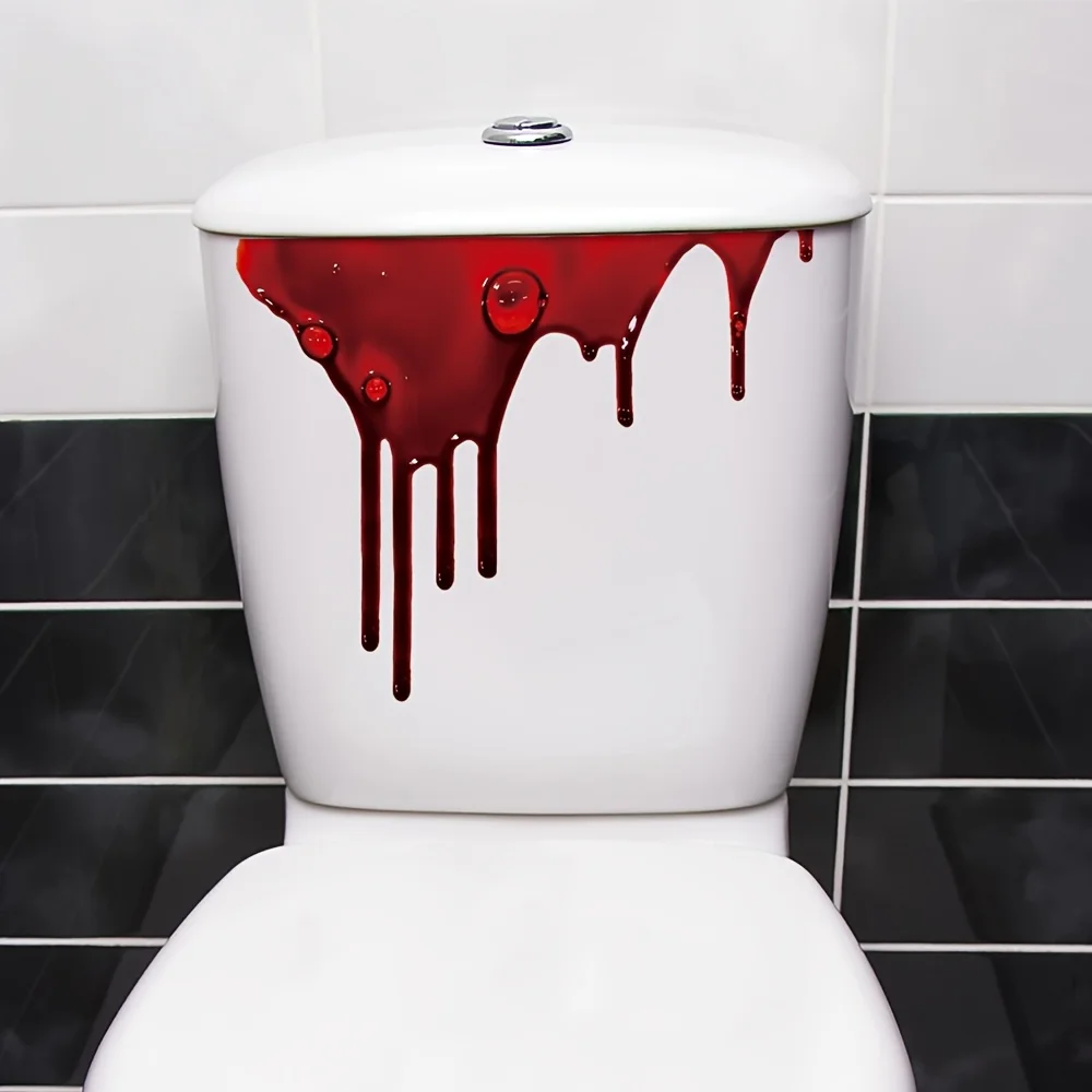 Halloween Horror Toilet Sticker Spooky Blood Pattern Self‑Adhesive Wall Decal Easy‑Remove Home Decor for Bathroom Party Decor