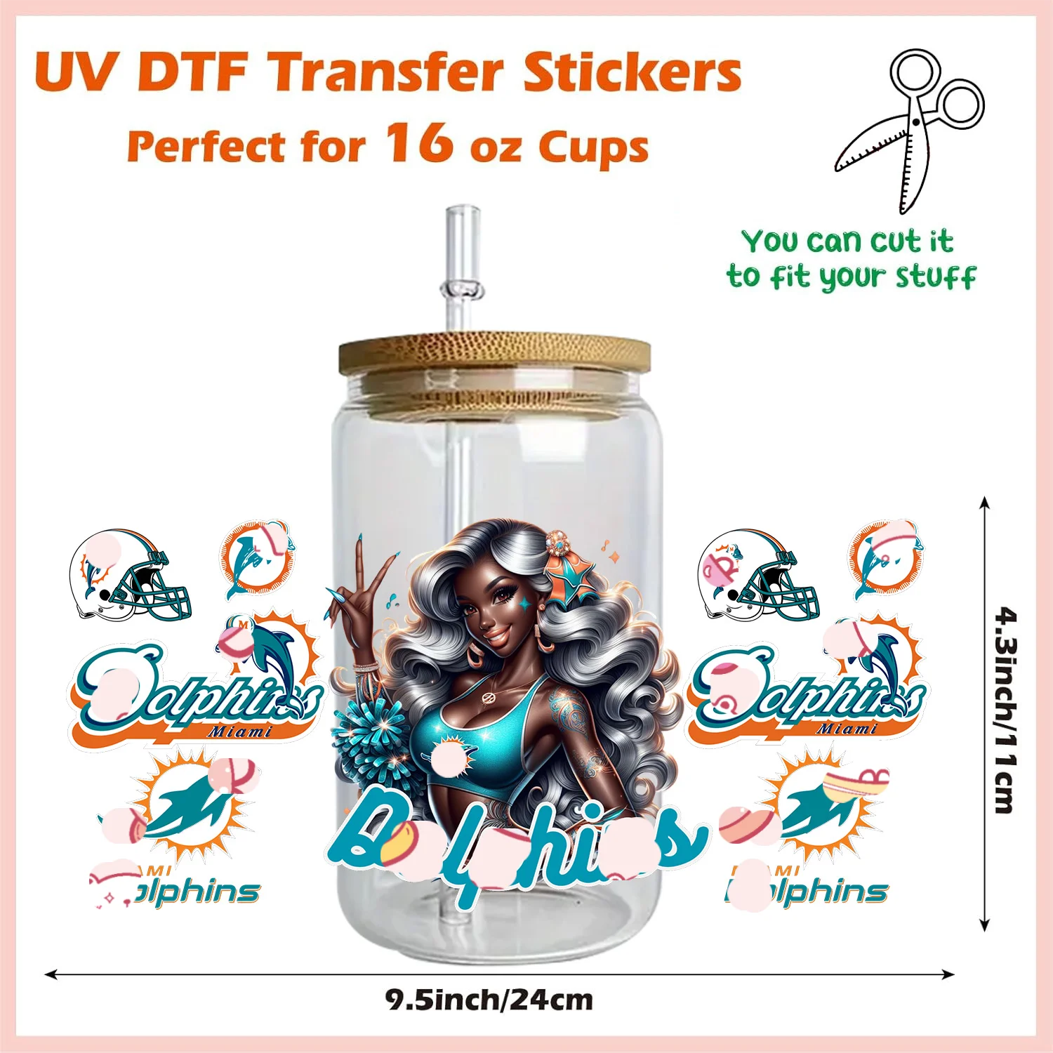 Fußballmannschaft-Serie DIY-Abziehbilder 3D-Transfers UV DTF Kristallaufkleber 16oz Uv Dtf Cup Wraps für Libbey Glass