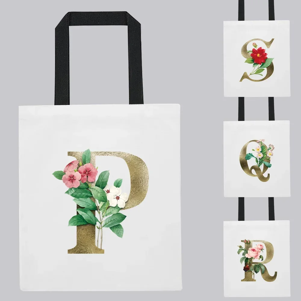 Shopping Bag Woman Handbag Commuter Golden Flower  Pattern Series Canvas Shoulder Bag College Student 2026 Fashion Tote Bag
