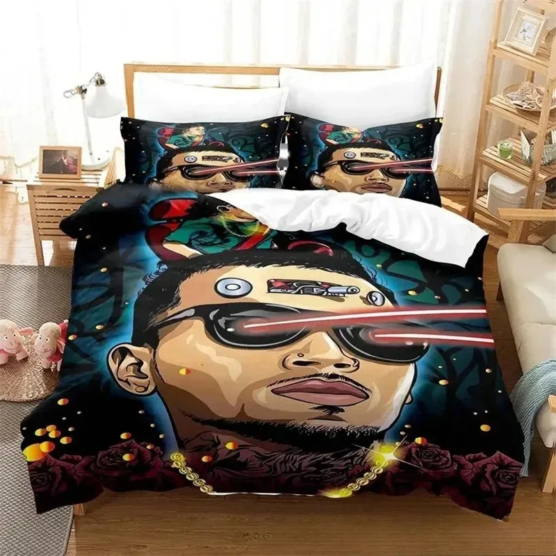 

3D Print Chris Brown Bedding Set,Duvet Cover Comforter Bed Set Quilt Cover Pillowcase,King Queen Twin Size Boys Girls Adults